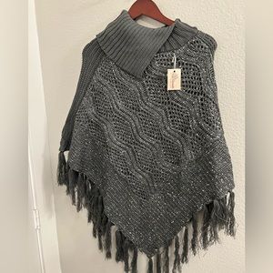 Paige Danielle Grey Sequin Poncho
